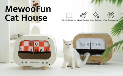 Luxury Wooden Cat Condo TV Play Palace with Scratching Post - Mewoofun Australia