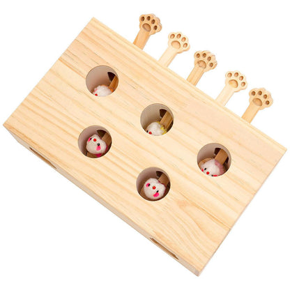 Wooden Whac-A-Mole Cat Toy | Interactive Puzzle Game for Cats - Mewoofun Australia