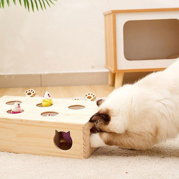 Wooden Whac-A-Mole Cat Toy | Interactive Puzzle Game for Cats - Mewoofun Australia