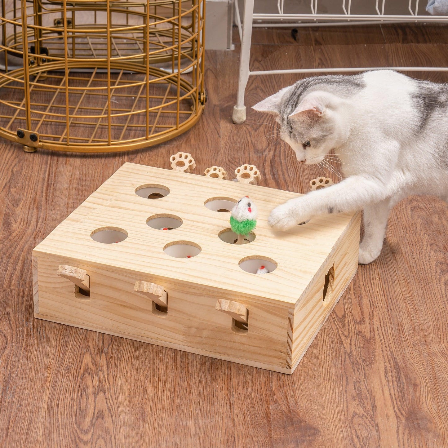 Wooden Whac-A-Mole Cat Toy | Interactive Puzzle Game for Cats - Mewoofun Australia