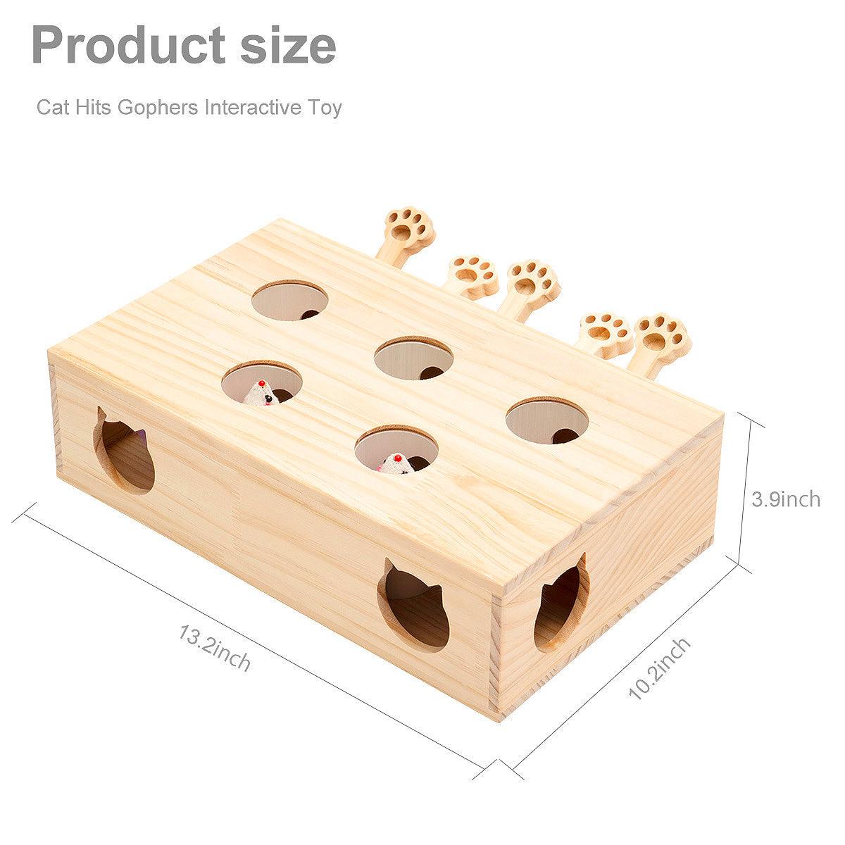 Wooden Whac-A-Mole Cat Toy | Interactive Puzzle Game for Cats - Mewoofun Australia